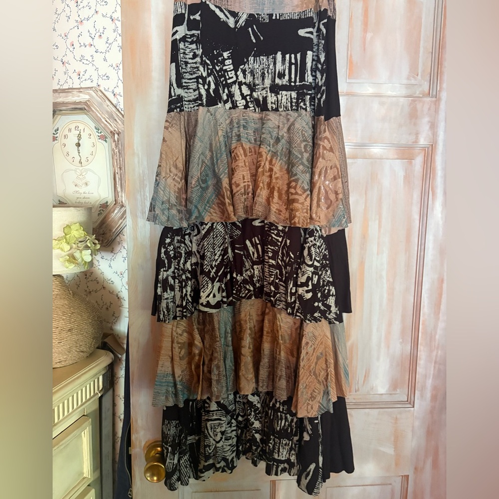 Y2K Bohemian Multi-Color Tiered Skirt